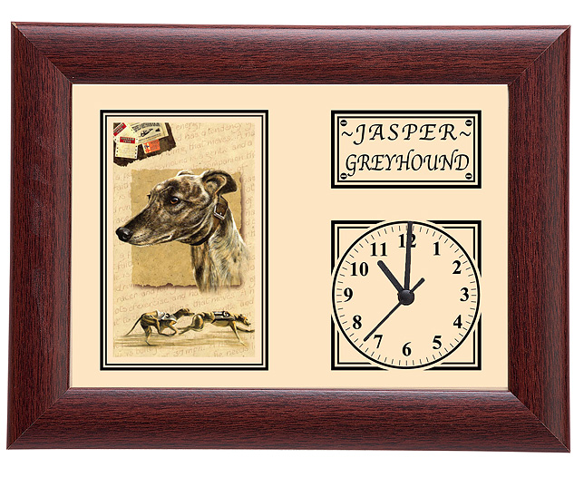 personalised Framed Dog Breed Clock - Greyhound