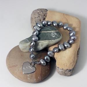 Personalised Freshwater Pearl Grey Bracelet