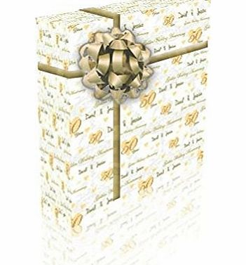 Personalised Gift Wrap Golden Wedding Anniversary (50 Years), Personalised Gift Wrap amp; 2 Tags - ADD UP TO 2 NAMES!