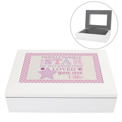 Personalised Girls White Keepsake Box