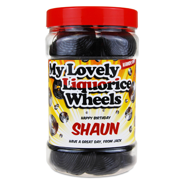 Personalised Liquorice Wheels! Sweet Jar