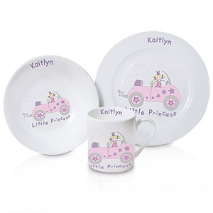 personalised Little Princess in Car Breakfast Set