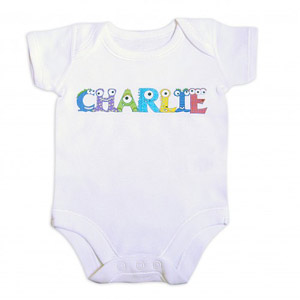 personalised Monster Name Baby Vest