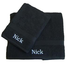 Name Black Hand and Bath Towel Set