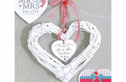 Personalised Ornate Swirl Wicker Hanging Heart