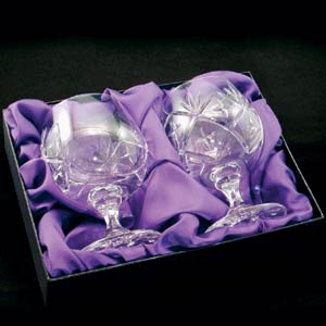 personalised Pair of Crystal Brandy Glasses