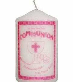 Personalised Pink First Holy Communion Candle