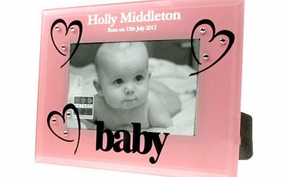 Personalised Pink Glass Christening Girl Photo