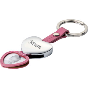 personalised Pink Leather Photo Keyring