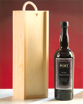 personalised Port in Rope Handled Wood Box