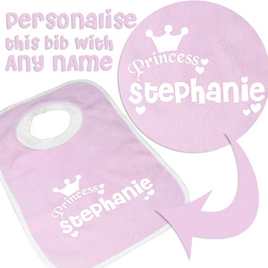 personalised Princess Pink Baby Bib