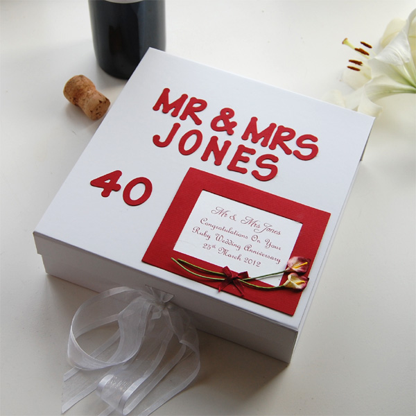 Personalised Ruby Anniversary Keepsake Box Large