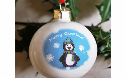 Personalised Snow Scene Penguin Bauble