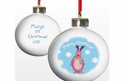 Personalised Snow Scene Rudolph Bauble