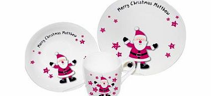 Personalised Spotty Santa Breakfast Set