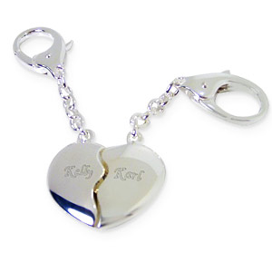 personalised Two Hearts Keyrings