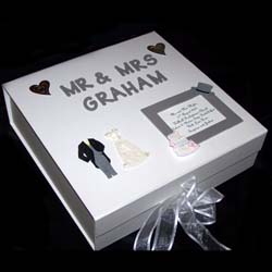 personalised Wedding Memory Box Silver Large