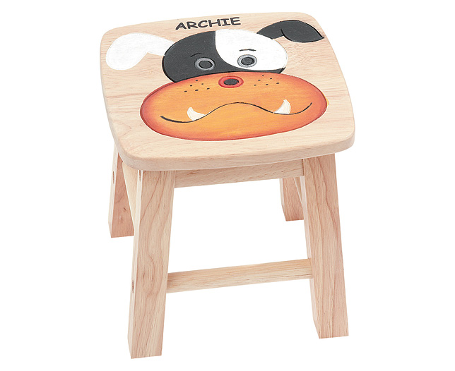 personalised Wooden Animal Face Stools- Dog