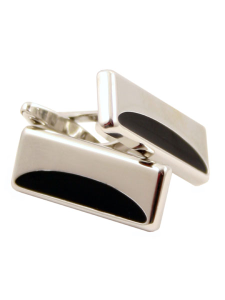 Peter Werth Silver/Black Crescent Moon Cufflinks