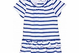 PETIT BATEAU Toddler Girls Blue and White Jersey