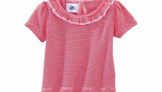 PETIT BATEAU Toddler Girls Red and White Stripe