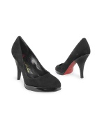 Black Suede and Leather Platform Pump Shoes