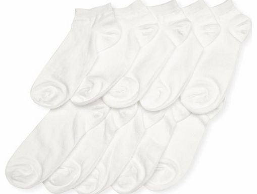 PEX Sports Liner Ankle 5 Pairs Girls Socks White 4-7