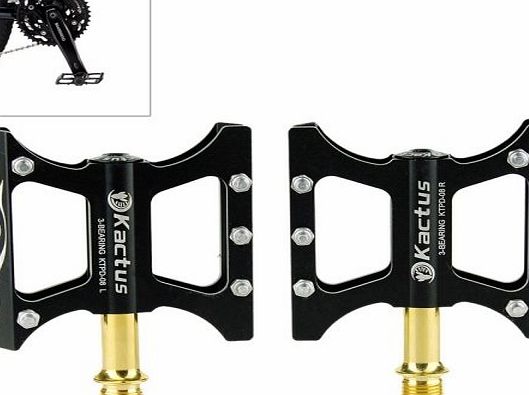 Pggpo KACTUS Bike MTB BMX Platform Flat Pedals   CNC Titanium Spindle Ti Axle(Black)