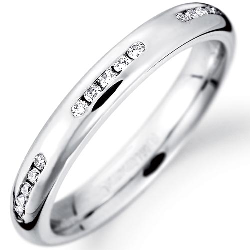 3mm Diamond Set Wedding Band In 18 Carat White Gold