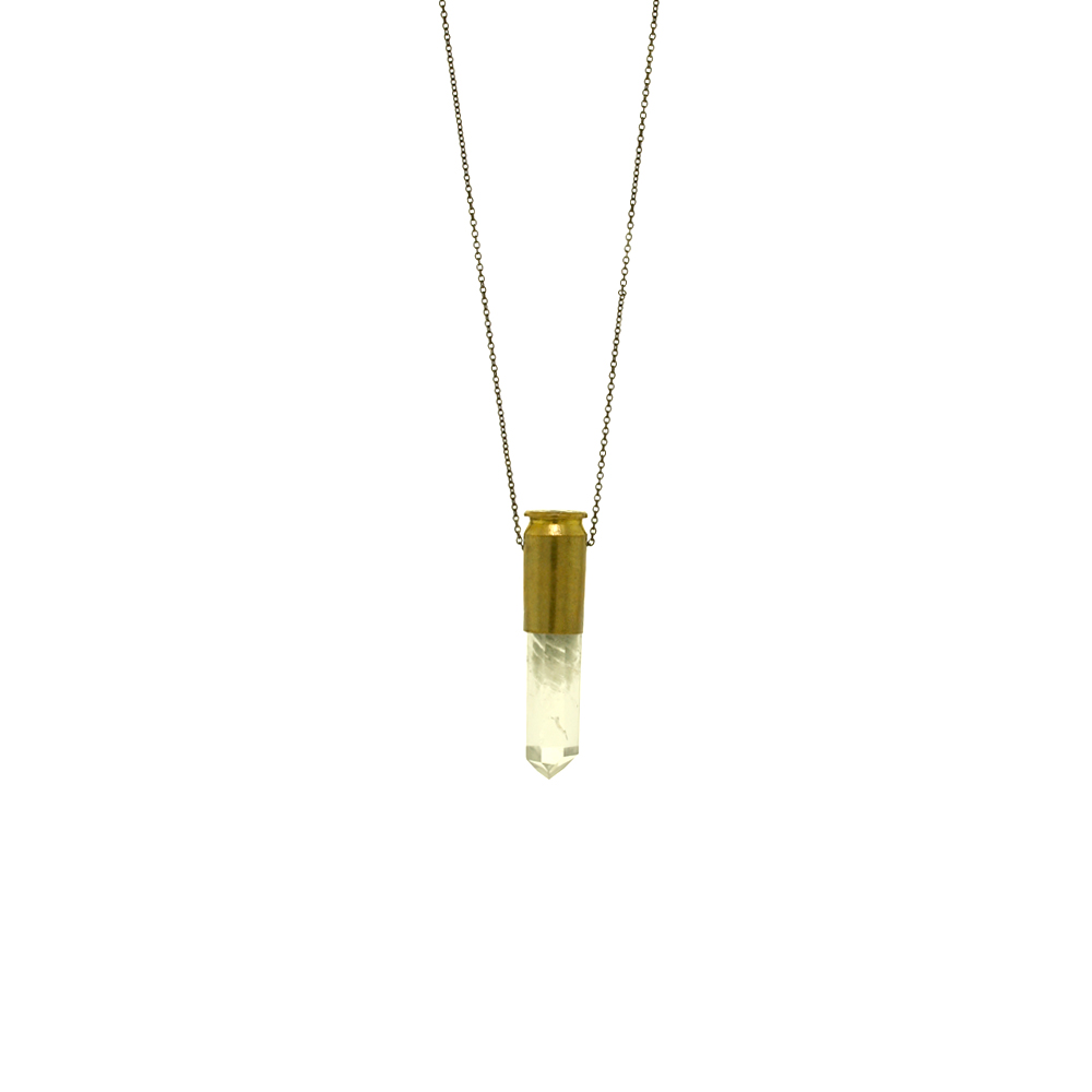 Phantom Quartz Bullet Necklace - Oxidised Silver