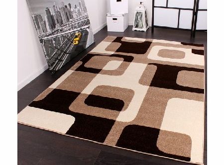 PHC Designer Rug Retro Design Brown Beige Cream 190x280 cm