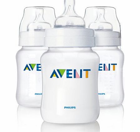 Philips AVENT SCF683/37 Classic Feeding Bottles (Slow Flow - 260 ml - 3-Pack)