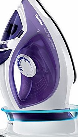 Philips EasySpeed Plus Cordless Steam Iron GC2086/30 with Compact Smart Charging Base, 2400 Watt, Purple