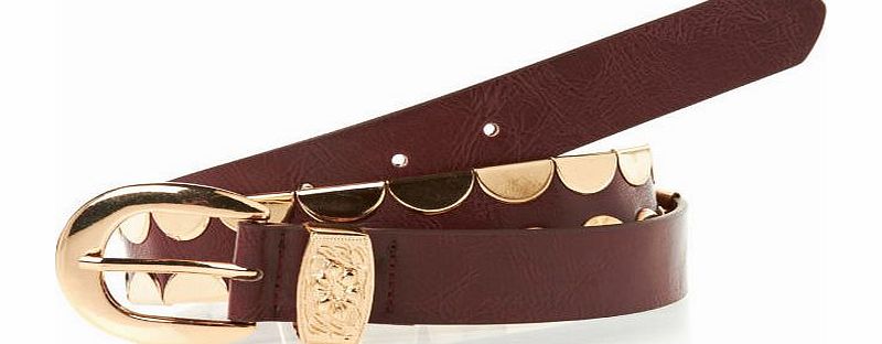 Pieces Womens Pieces Emily Jeans Belt - Burgundy/Gold