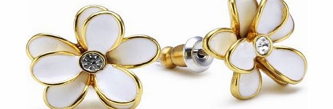 Pilgrim Womens Earring Classic Gold Plated, White 648963