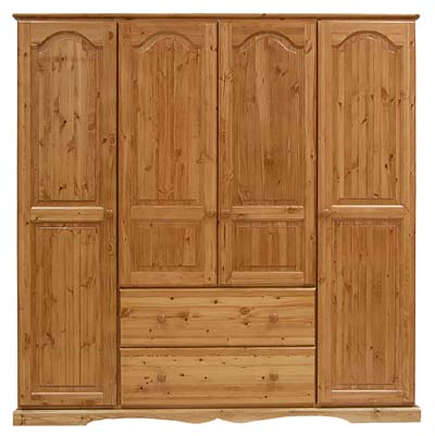 pine 2 DRAWER QUAD WARDROBE BADGER