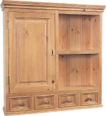 pine BATHROOM CABINET 1DR 4DWRS PANELLED