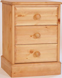 pine BEDSIDE CABINET 3 DRAWER SHERWOOD