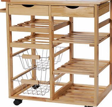 Pine Tile Top Kitchen Trolley