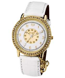 pineapple Stone Set White Strap Ladies Watch