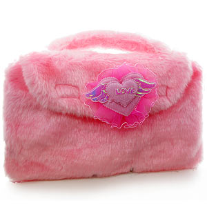 PINK Fluffy Handbag Love Hot Water Bottle