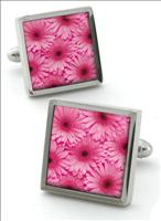 Pink Gerbera Cufflinks by Robert Charles