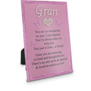 PINK Glitter Gran Verse Glass Plaque