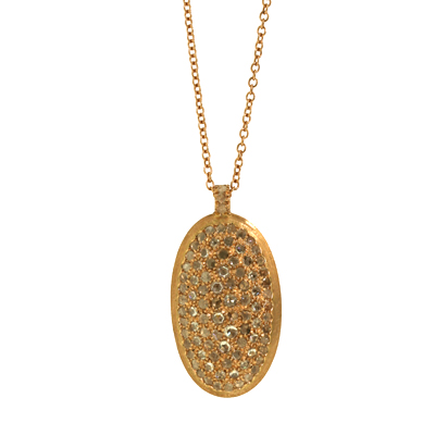 Pink Gold Diamond Oval Pendant