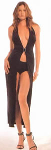 Pink Piranha 2 Piece Long Halter Vest Dress- Black- One Size