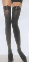 Pink Piranha Opaque Hold Ups With Lace-Up Lace Top- Black- One Size