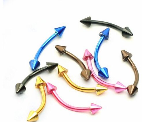 10X Steel Colorful Eyebrow Ear Ring Stud Curved Bar