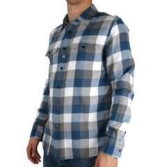 Mens Plain Lazy Blue Square Check Shirt Blue/Grey