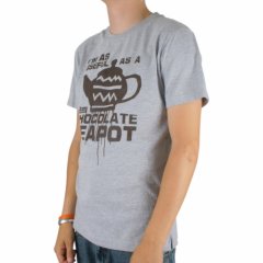 Mens Plain Lazy Chocolate Teapot Tee Grey Marle