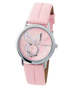 Ladies Baby Pink Bling Dial Watch